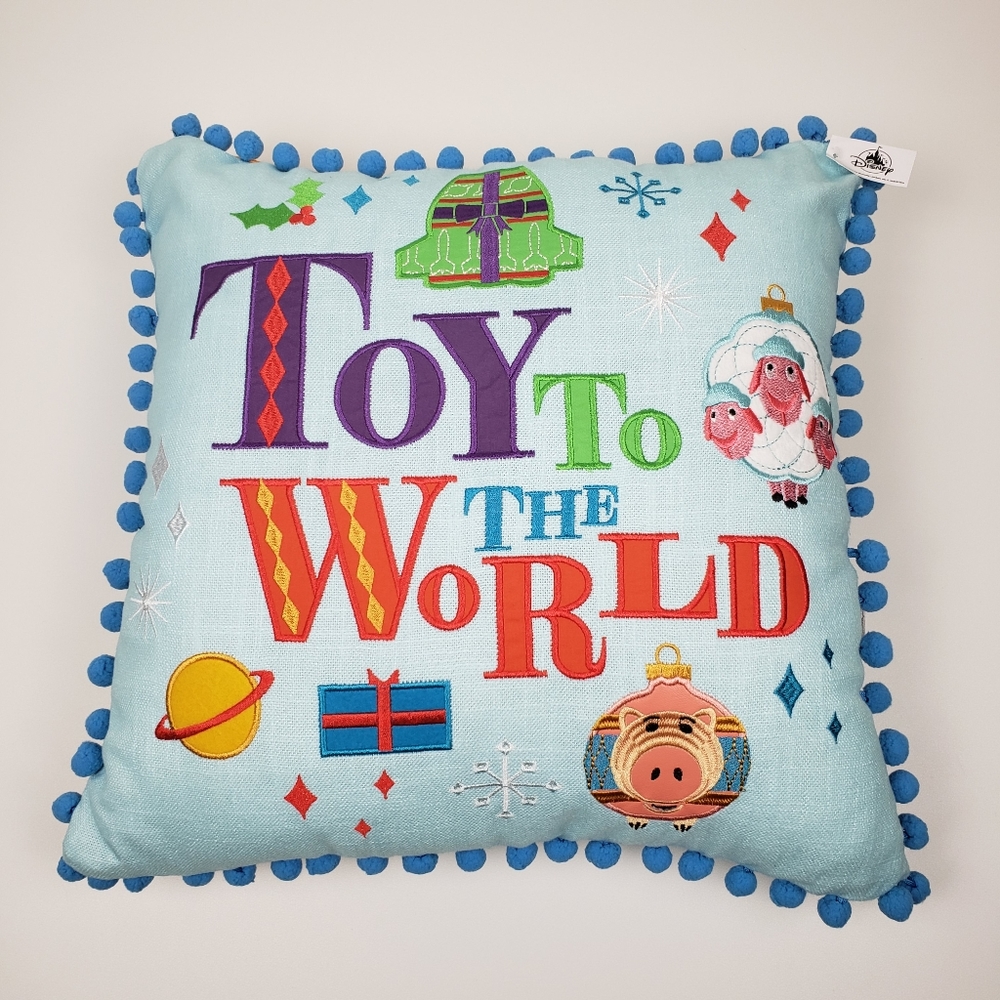 Disney Pixar "Toy To The World" Christmas Holiday Toss Pillow NWT